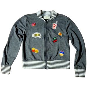 HP 😊 Btween Girl's L 10/12 Zip Up Sweatshirt Top Yummy Hamburger Pizza